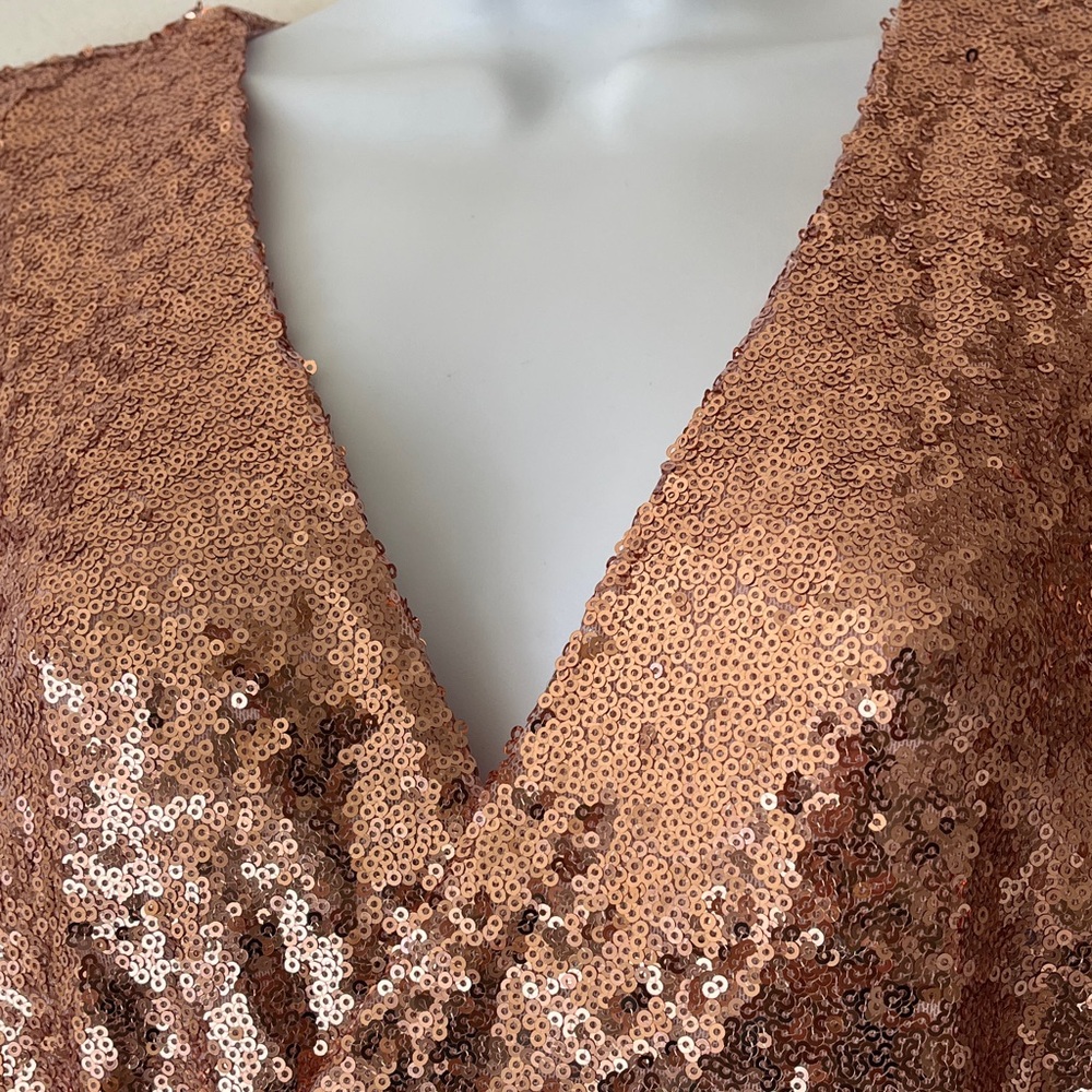 NWT Eloquii Sequin Wrap Long Sleeve Dress Lined Womens 16 Pink Wedding Party - Picture 4 of 17